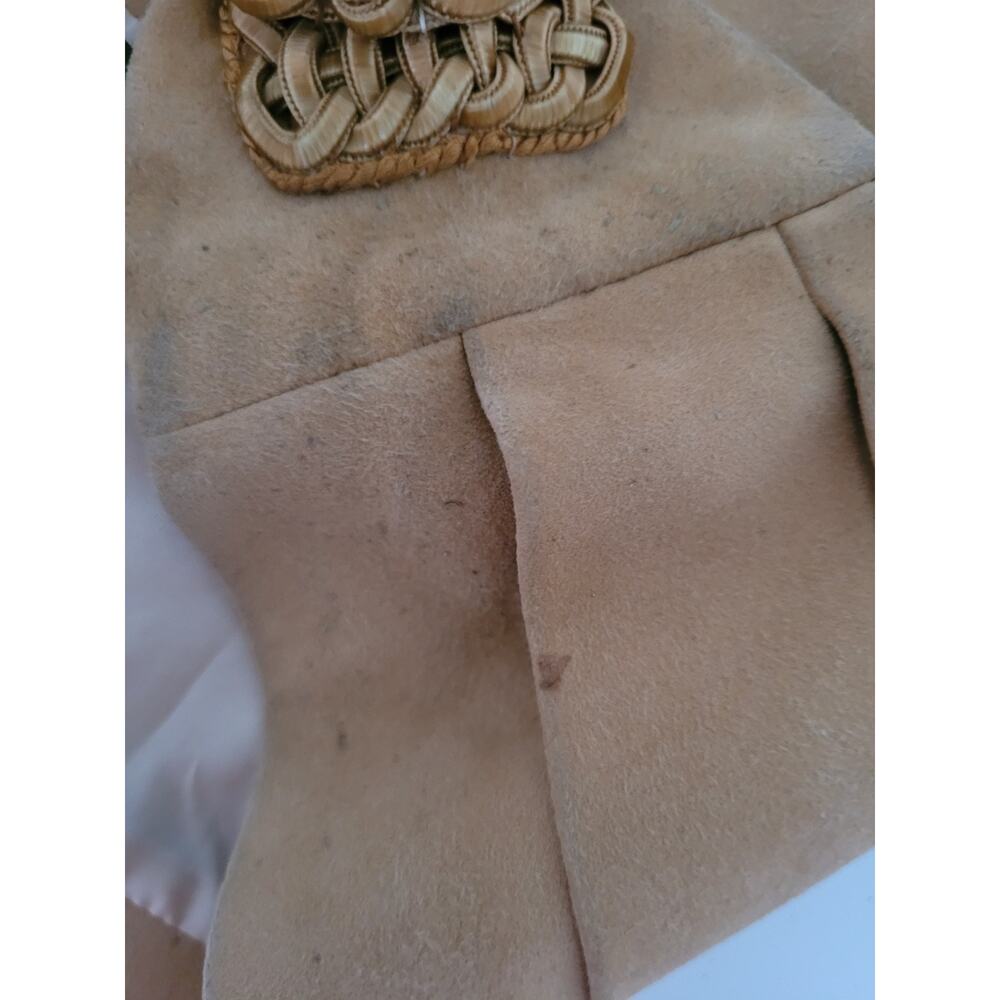 Loewe Vintage Reindeer Leather Silk Belt Braided Wide Tie Size 40 Fit 36 Tan Bei - Picture 11 of 11